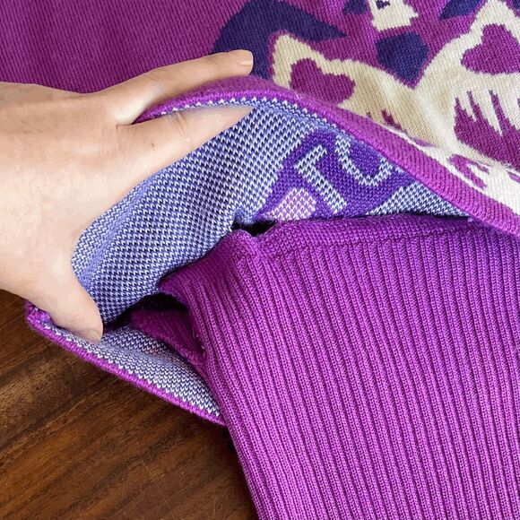 VTG Eisbar Austria Wool Ski Sweater 38 Purple Eagle Love To Ski Graphic - Picture 5 of 9